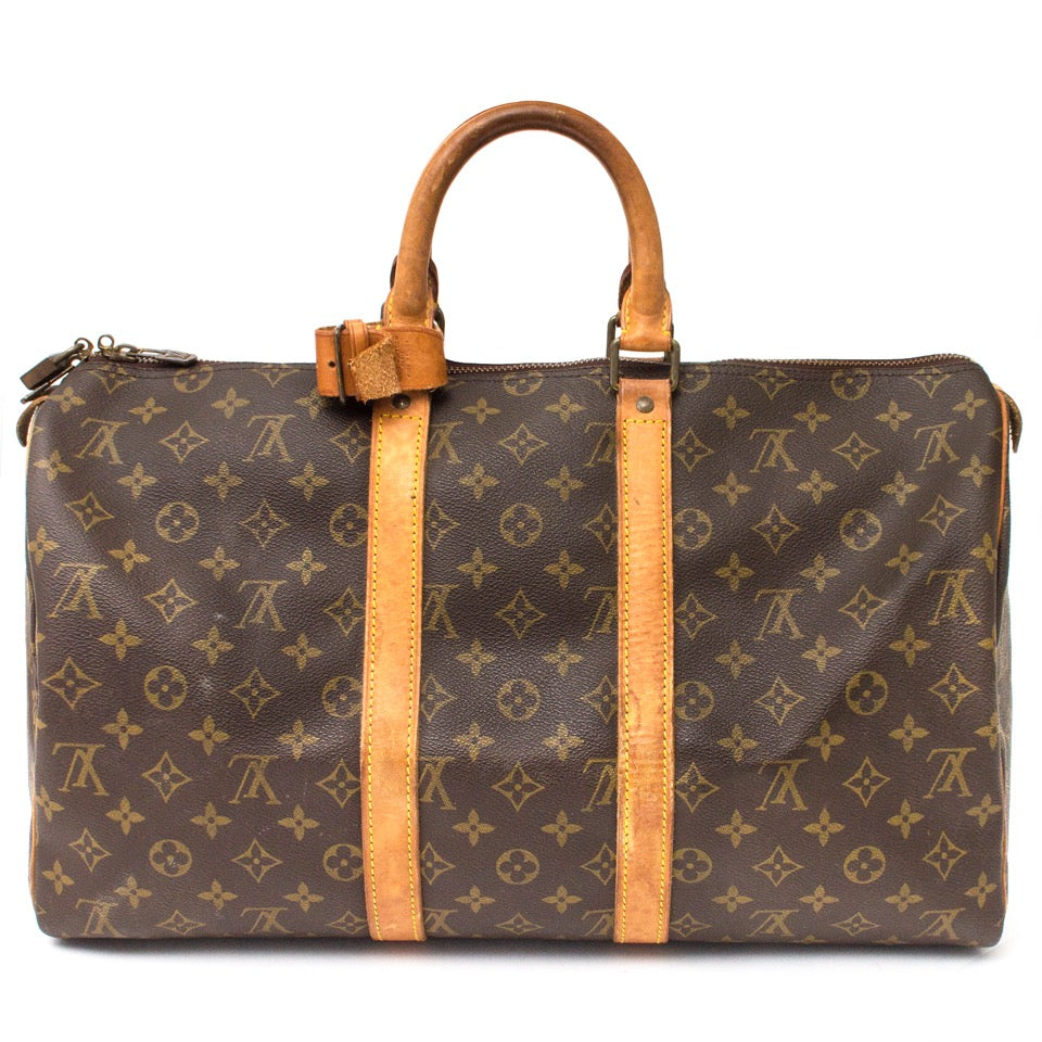 Authentieke Delvaux voor de juiste prijs bij LabelLOV vintage webshop. Louis Vuitton Keepall 45 Veilig online winkelen. Luxe, vintage, mode. Antwerpen, België.