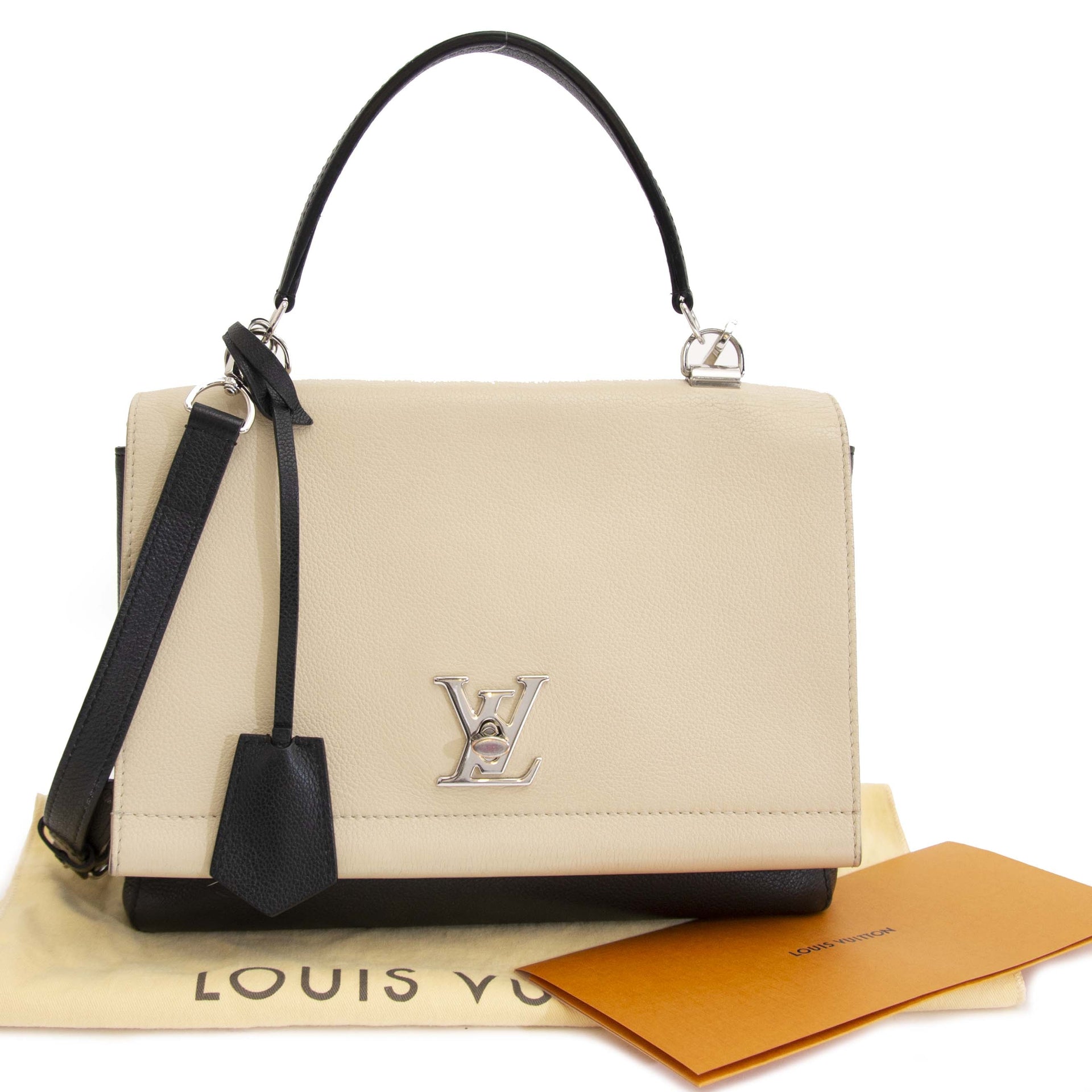 koop veilig online jou tweedehands acheter en ligne seconde main Louis Vuitton Bicolor Lockme Noir Vanille Shoulder Bag
