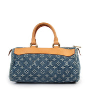 Original Vintage Louis Vuitton Blue Monogram Jeans Neo Speedy in very good condition for sale on Labellov vintage site for 2nd hand designer items