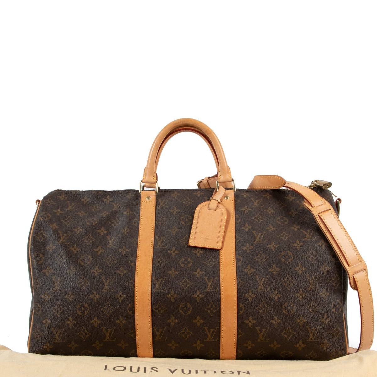 Shop online authentic second hand luxury designer Louis Vuitton Keepall Bandoulière 50 Monogram Canvas Bag on Labellov.