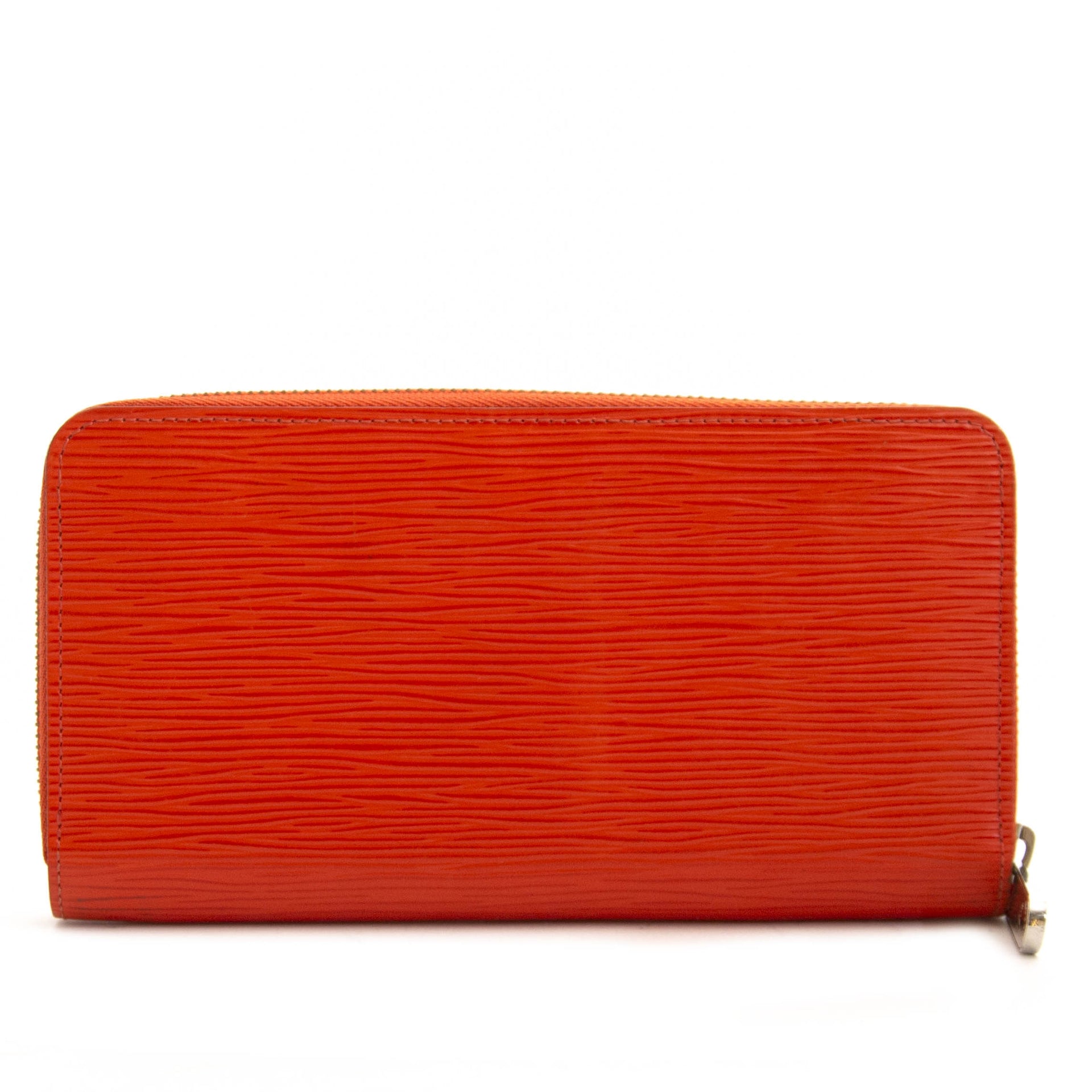 Portefeuille Zippy Louis Vuitton orange en cuir Épi