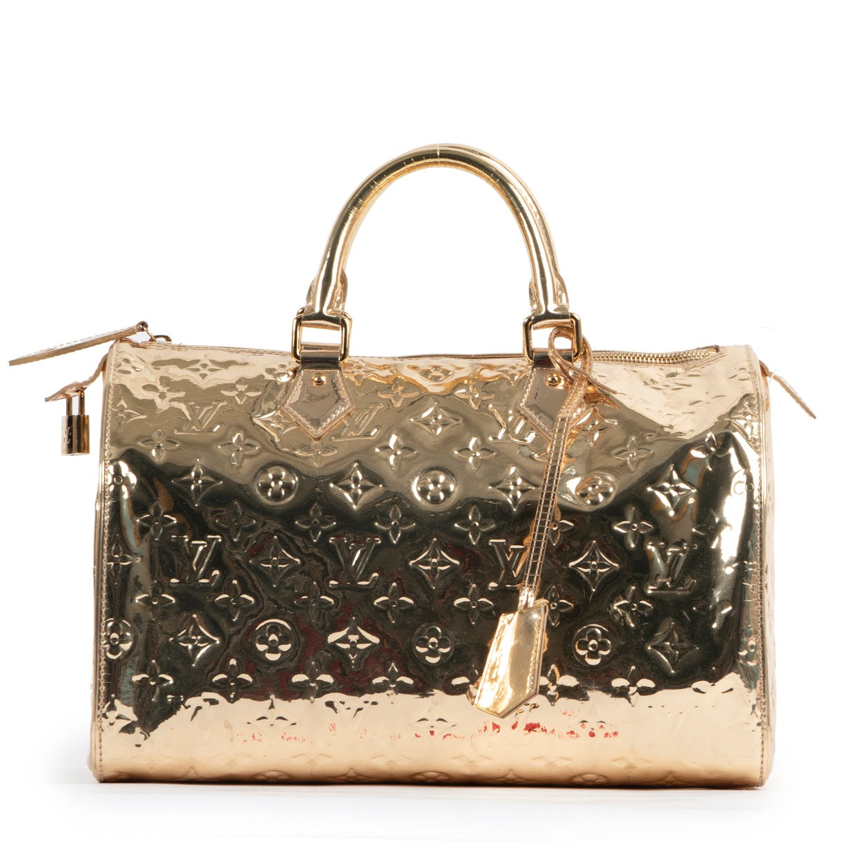 Original Louis Vuitton Gold Metallic Top-handle bag in very good condition for sale on Labellov vintage site.