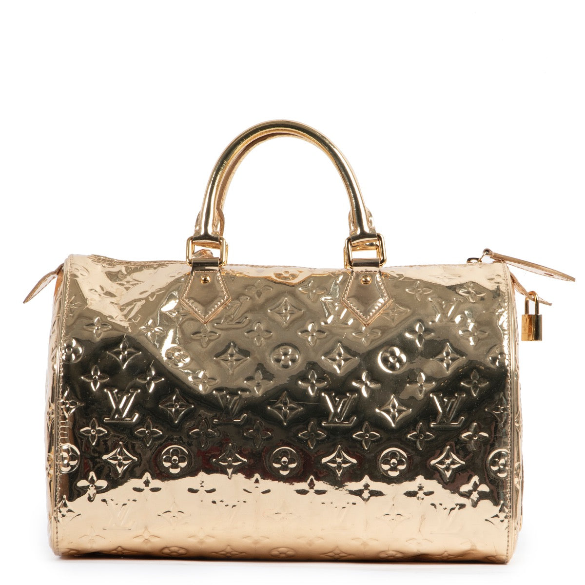 Original Louis Vuitton Gold Metallic Top-handle bag in very good condition for sale on Labellov vintage site.