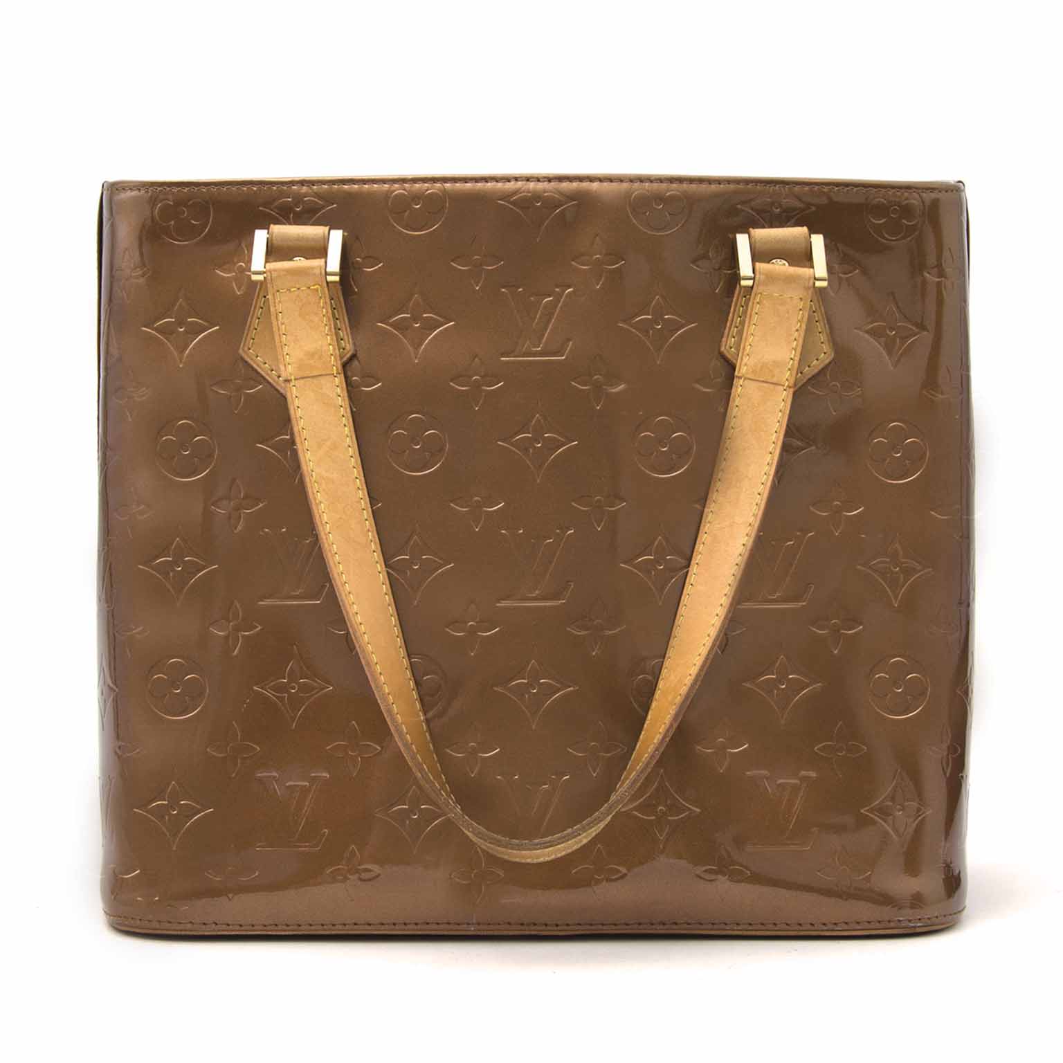 Louis Vuitton Houston Vernis Bronze Patent Leather for sale online at Labellov in Antwerp Belgium