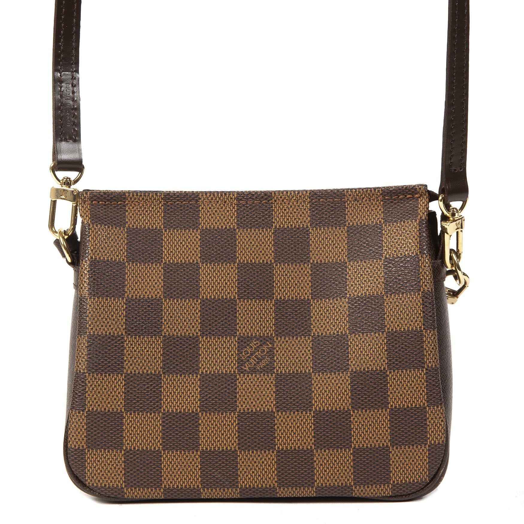Authentieke tweedehands Louis Vuitton Vintage 1999 Damier Trousse Square Pochette juiste prijs veilig online winkelen LabelLOV webshop luxe merken winkelen Antwerpen België mode fashion