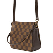 Authentieke tweedehands Louis Vuitton Vintage 1999 Damier Trousse Square Pochette juiste prijs veilig online winkelen LabelLOV webshop luxe merken winkelen Antwerpen België mode fashion