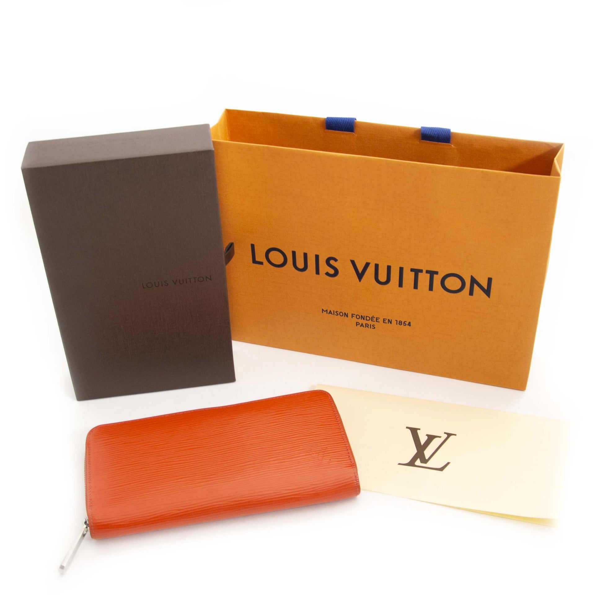 Authentieke tweedehands vintage Louis Vuitton Zippy Wallet Epi Piment koop online webshop LabelLOV