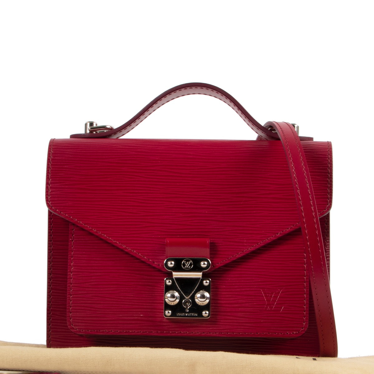 Original Louis Vuitton Fuchsia Epi Leather Monceau Shoulder Bagin very good condition now for sale on Labellov vintage site