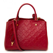 Louis Vuitton Red Montaigne MM Monogram Empreinte Top Handle Bag