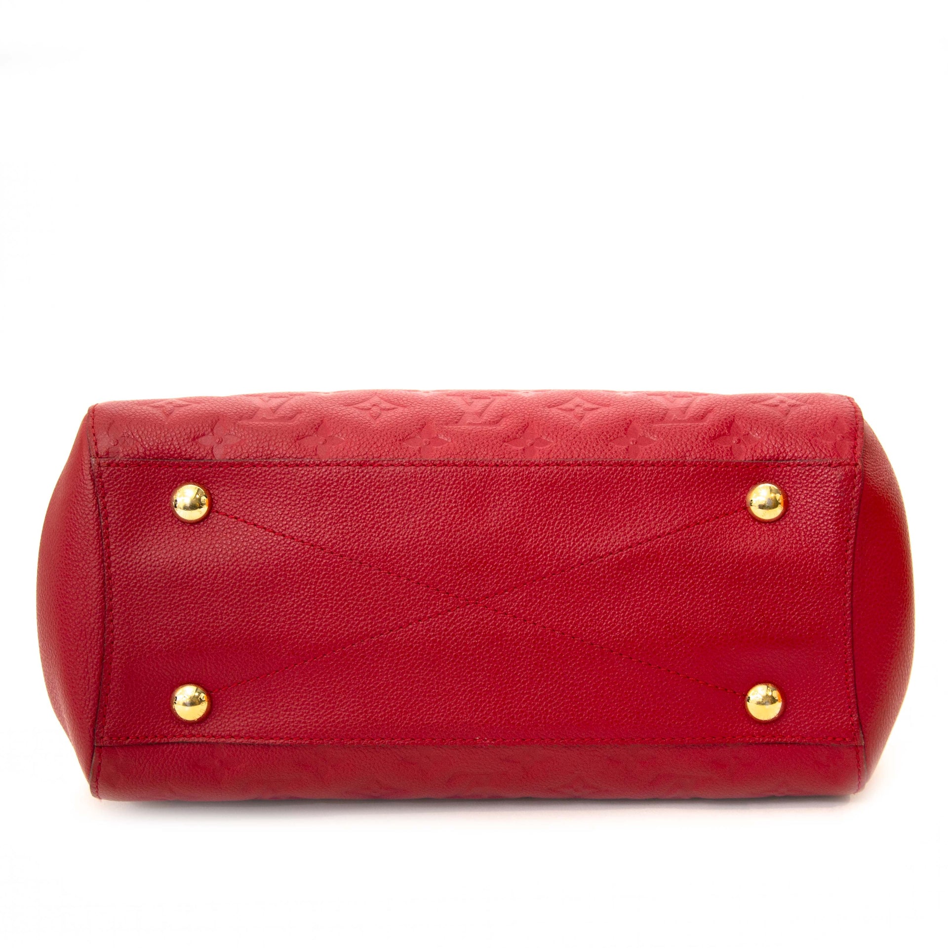 Louis Vuitton Red Montaigne MM Monogram Empreinte Top Handle Bag