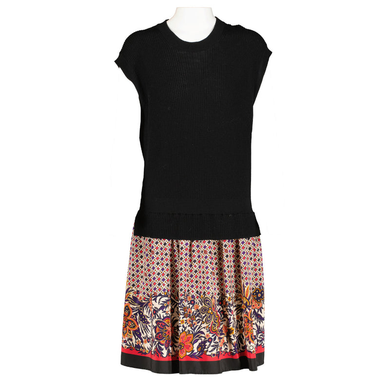 Louis Vuitton 2017 Wool Knitted Silk Floral Print Dress - Size M