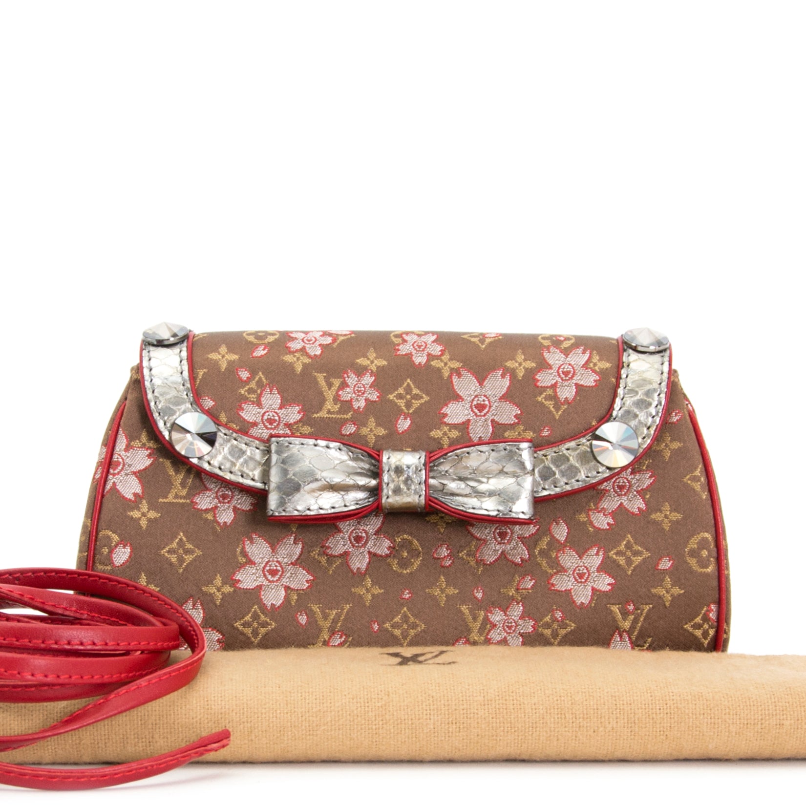 looking for a secondhand Louis Vuitton Takashi Murakami Mini Monogram Satin Cherry Blossom Griotte Bag
