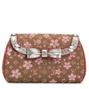 koop veilig online jouw tweedehands Louis Vuitton Takashi Murakami Mini Monogram Satin Cherry Blossom Griotte Bag