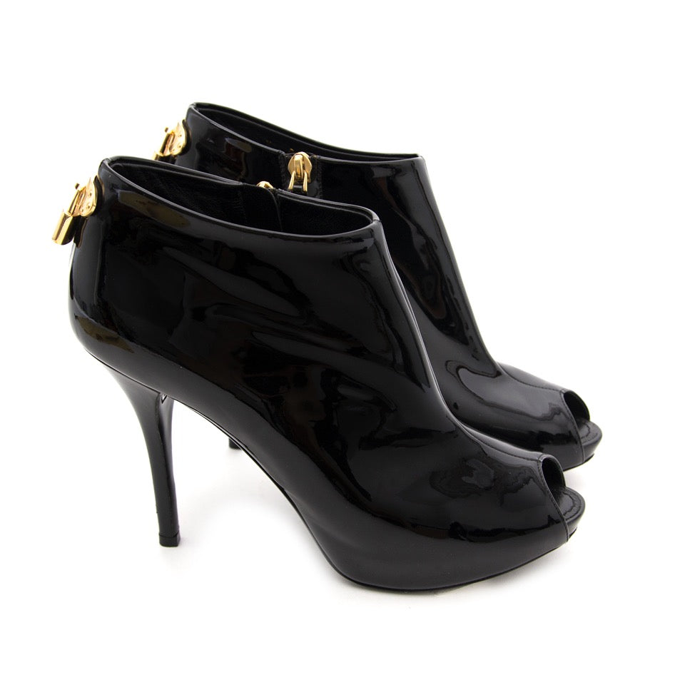 real real designer vintage Louis Vuitton Black Patent Leather Booties