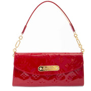 Louis Vuitton Red Monogram Vernis Sunset Boulevard Clutch Bag for sale online at Labellov secondhand luxury in Antwerp