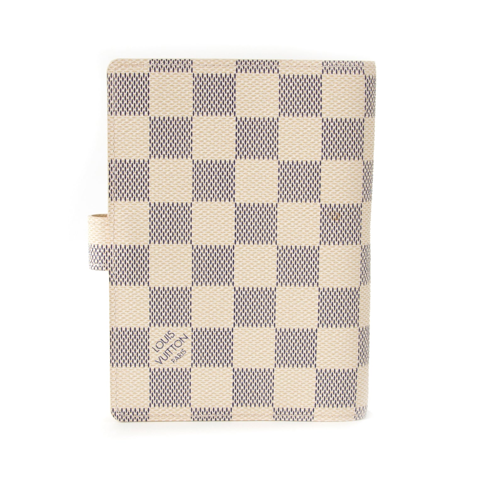 koop veilig online tweedehands Louis Vuitton Small Ring Agenda Cover Damier Azur aan de beste prijs