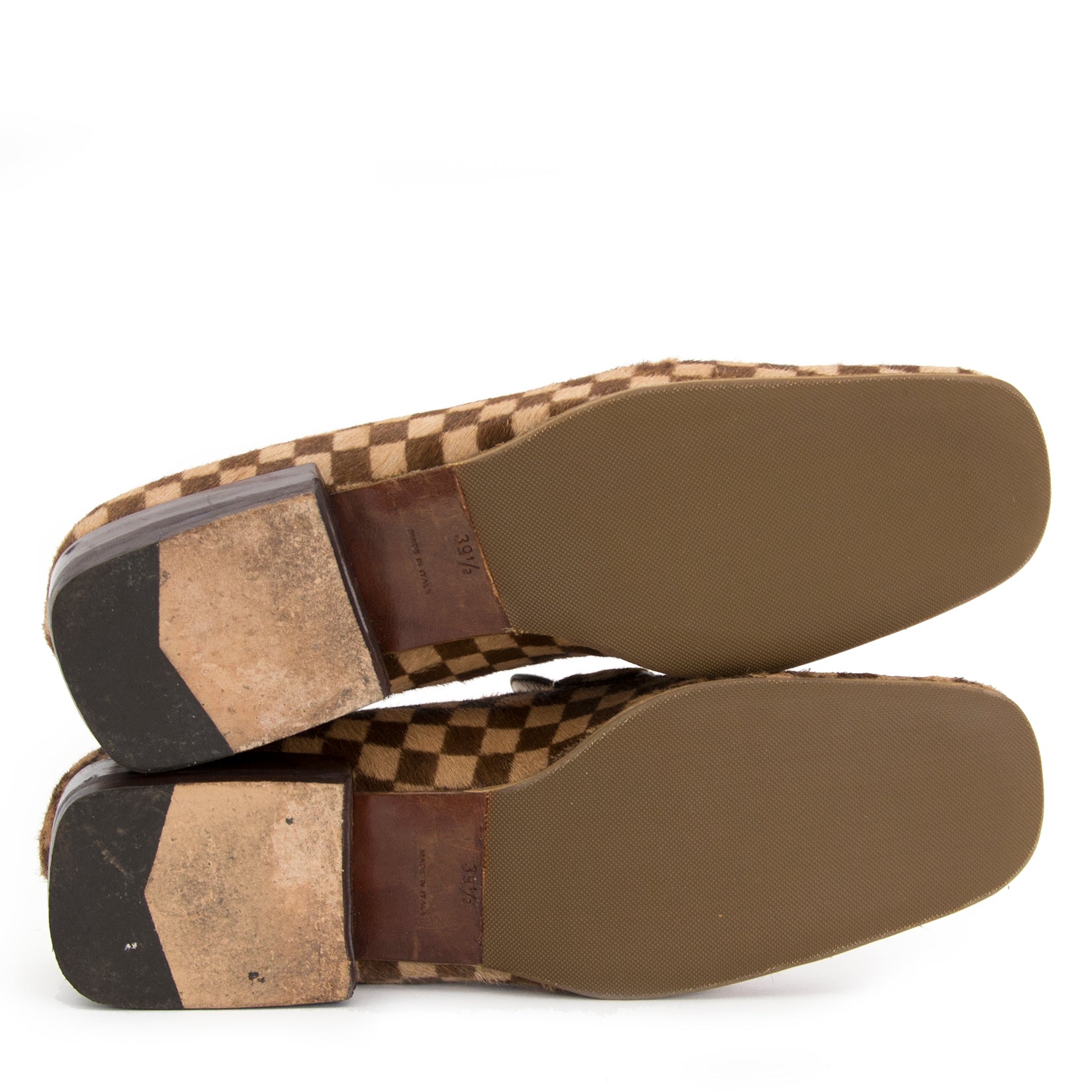 koop online jouw tweedehands Louis Vuitton Damier Ponyhair Loafers - size 39,5