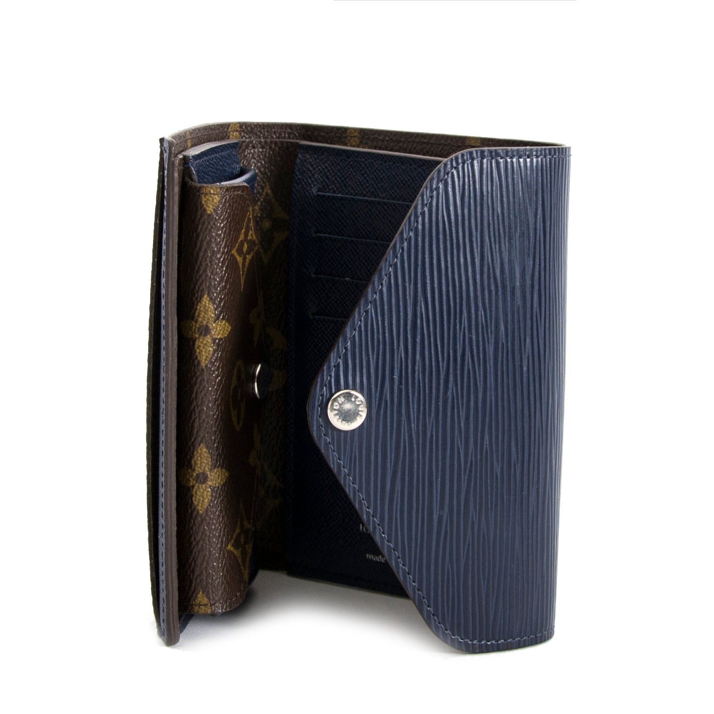 Bent u op zoek naa reen Louis Vuitton Blue Epi Victorine Compact Wallet
