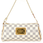 Louis Vuitton Damier Azur Pochette Milla MM Bag. Koop Louis Vuitton lichte azur Damier tas, minitas trend. Bij LabelLOV Antwerpen.