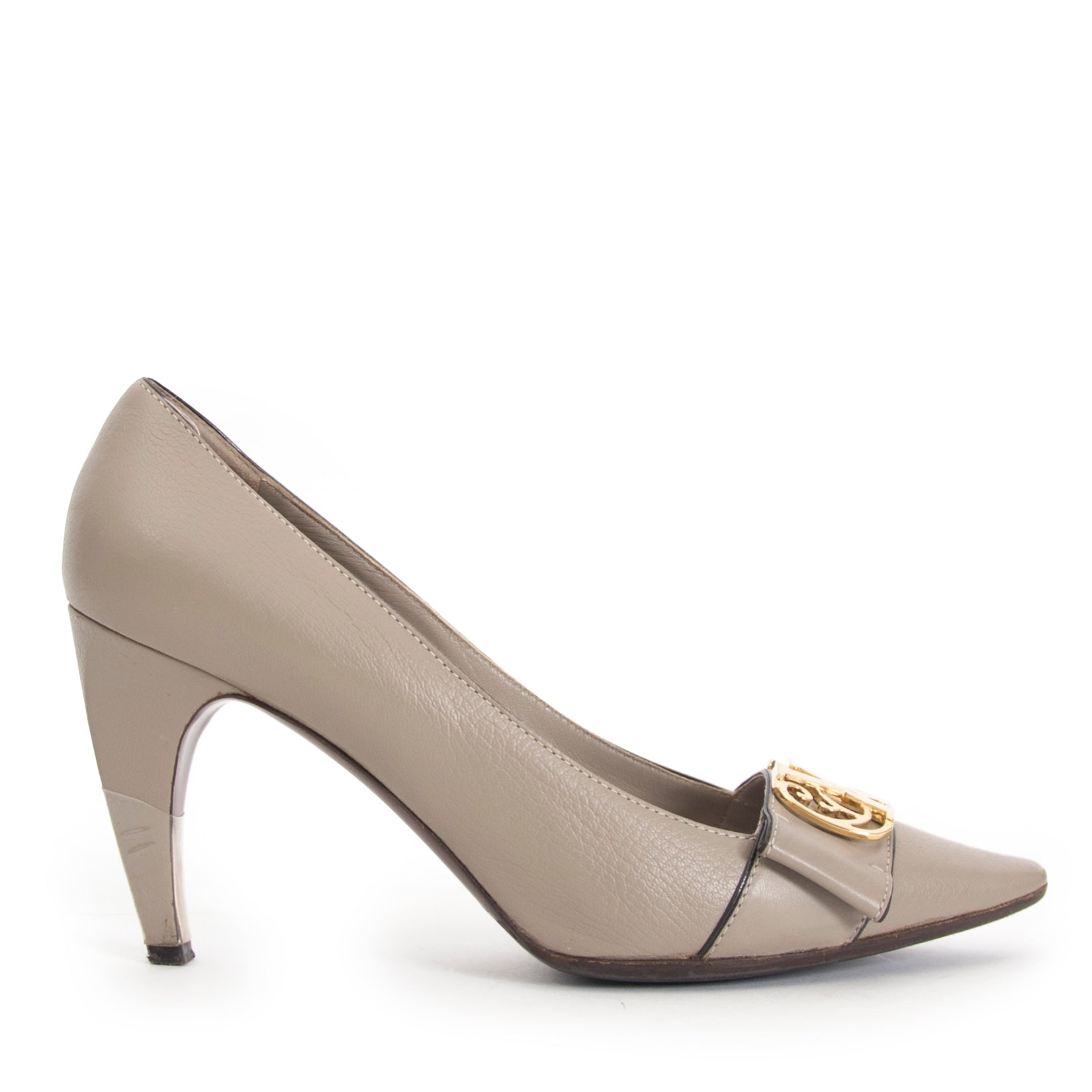 Louis Vuitton Grey Gold Brooch Pumps for sale online at Labellov