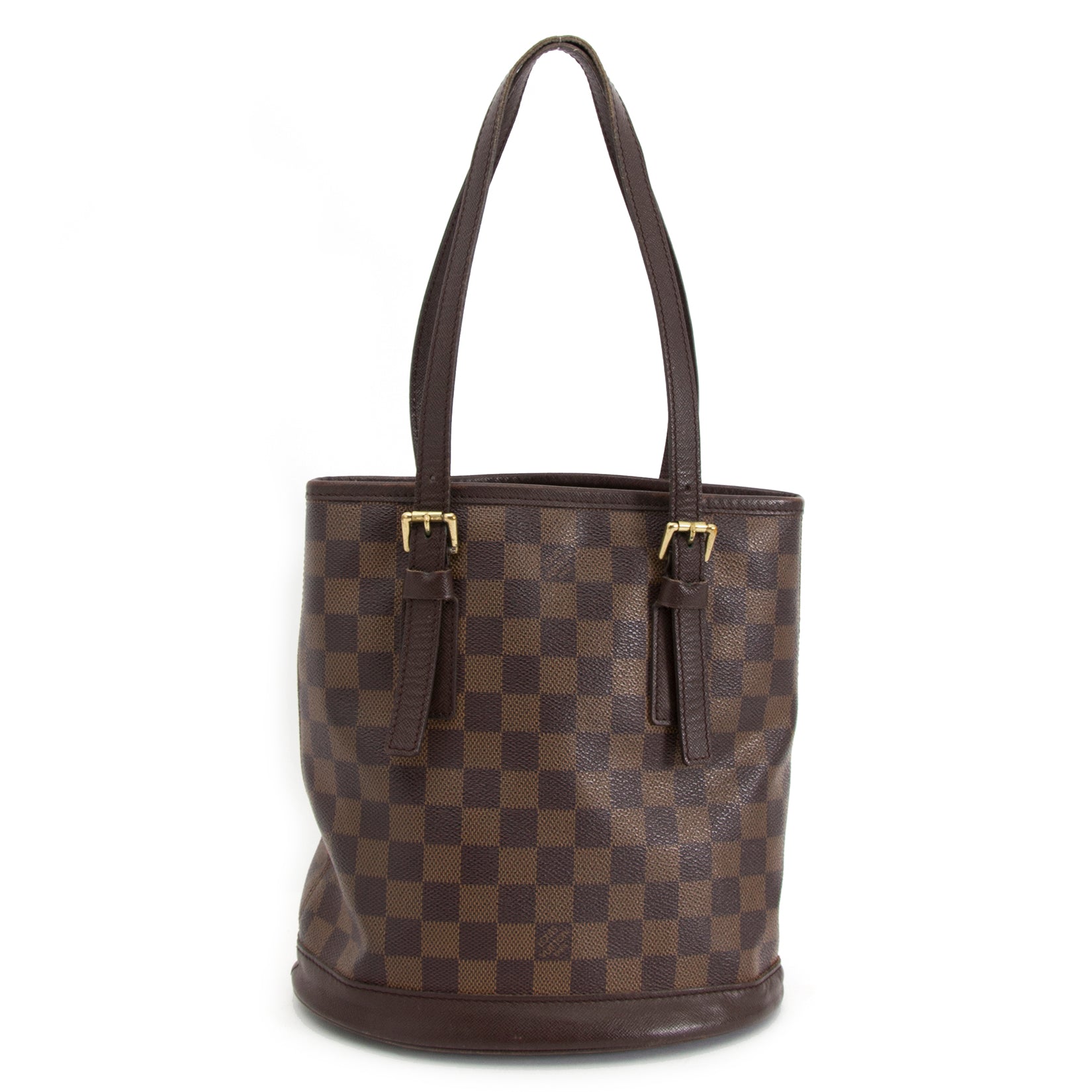 koop online jouw tweedehands Louis Vuitton Damier Ebene Marais Bucket Bag PM