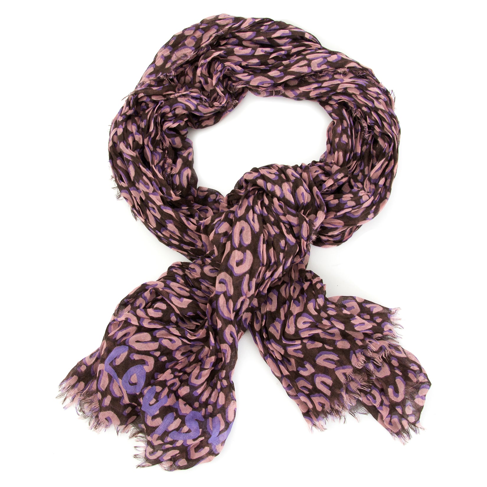 Écharpe Louis Vuitton léopard Stephen Sprouse en cachemire et soie violet et marron
