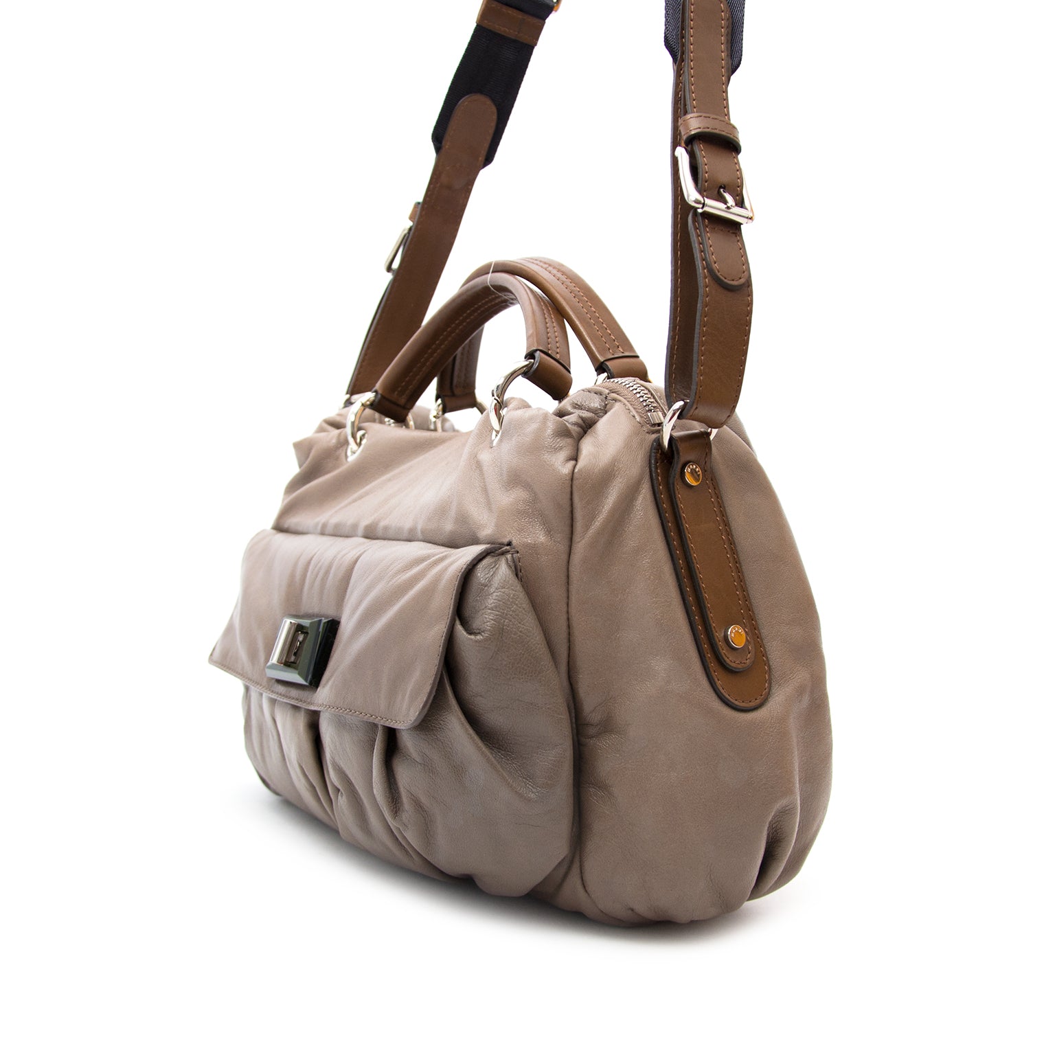 Acheter secur en ligne votre sac a mains en cuir taupe de la marque Marni pour le meilleur prix