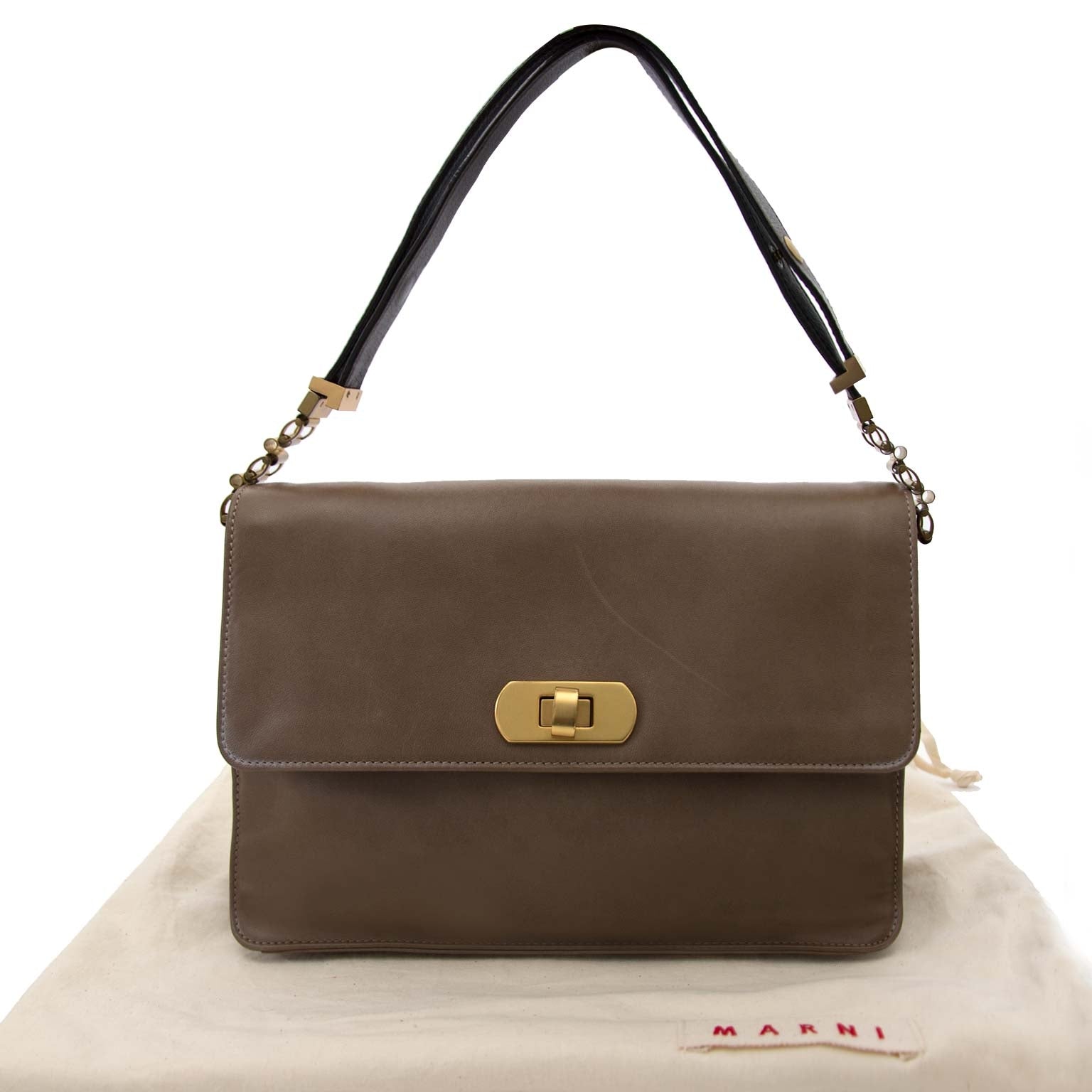Marni Brown Leather Shoulder Bag