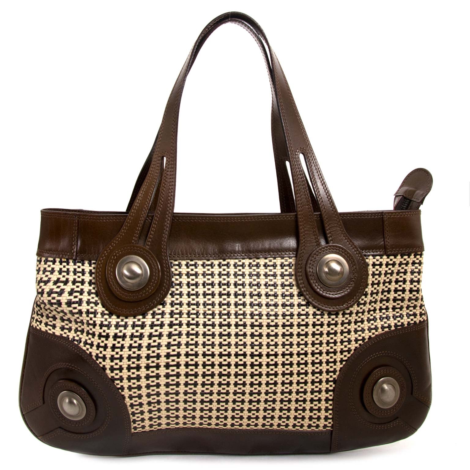 marni brown leather woven bag now for sale at labellov vintage fashion webshop belgium