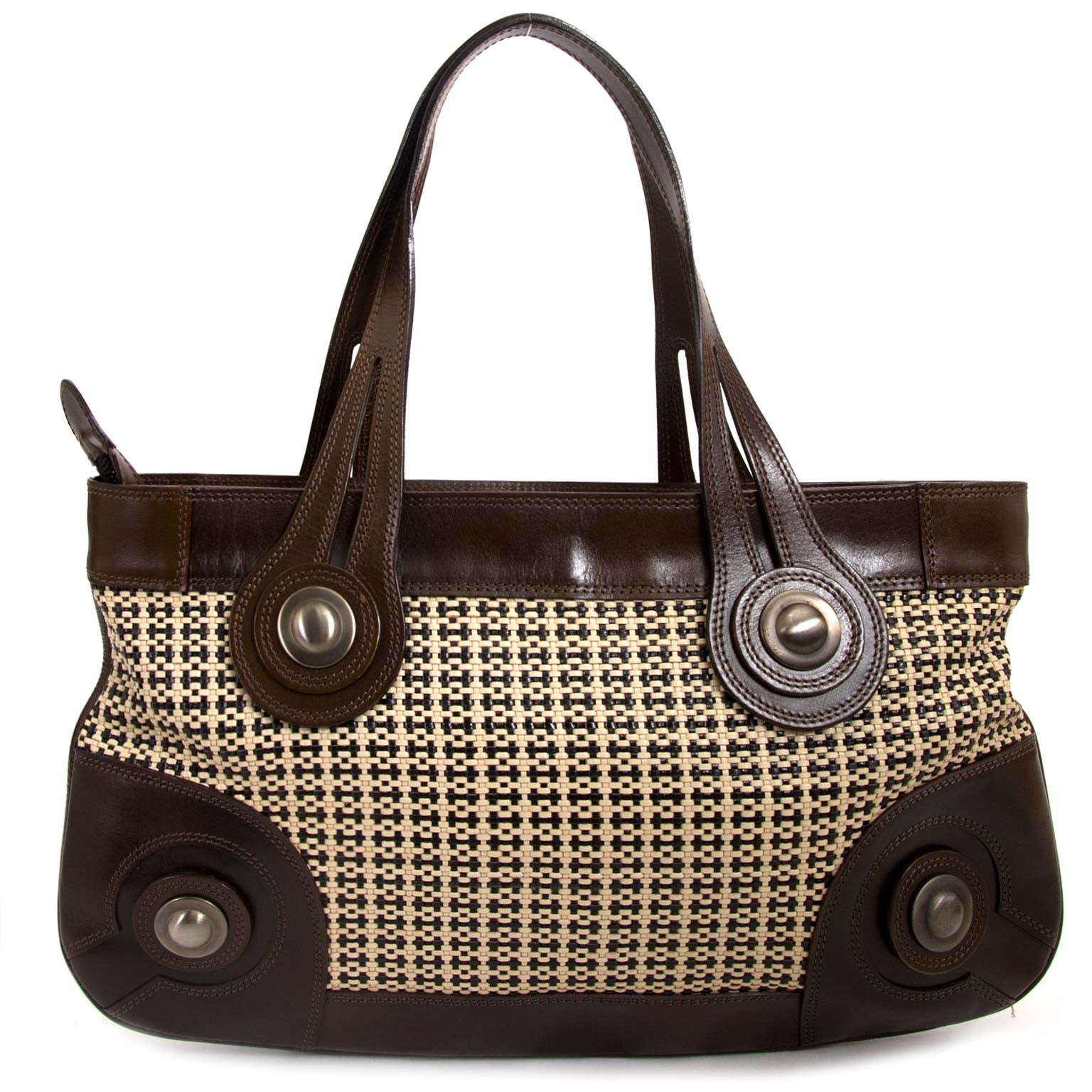 marni brown leather woven bag now for sale at labellov vintage fashion webshop belgium