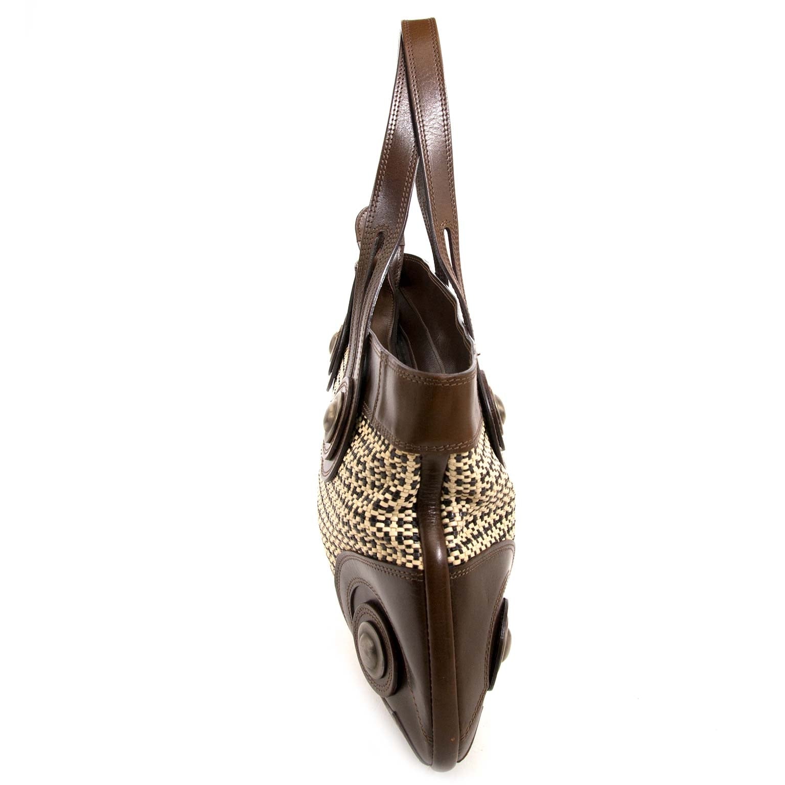 marni brown leather woven bag now for sale at labellov vintage fashion webshop belgium
