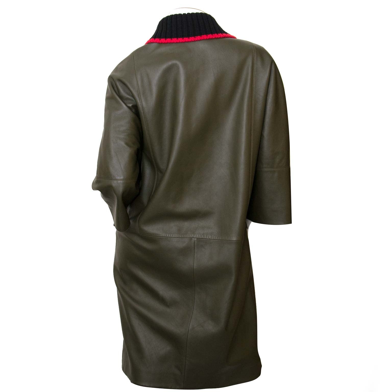 marni khaki leather coat now for sale at labellov vintage fashion webshop belgium