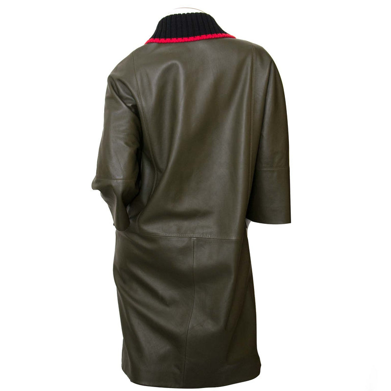 marni khaki leather coat now for sale at labellov vintage fashion webshop belgium