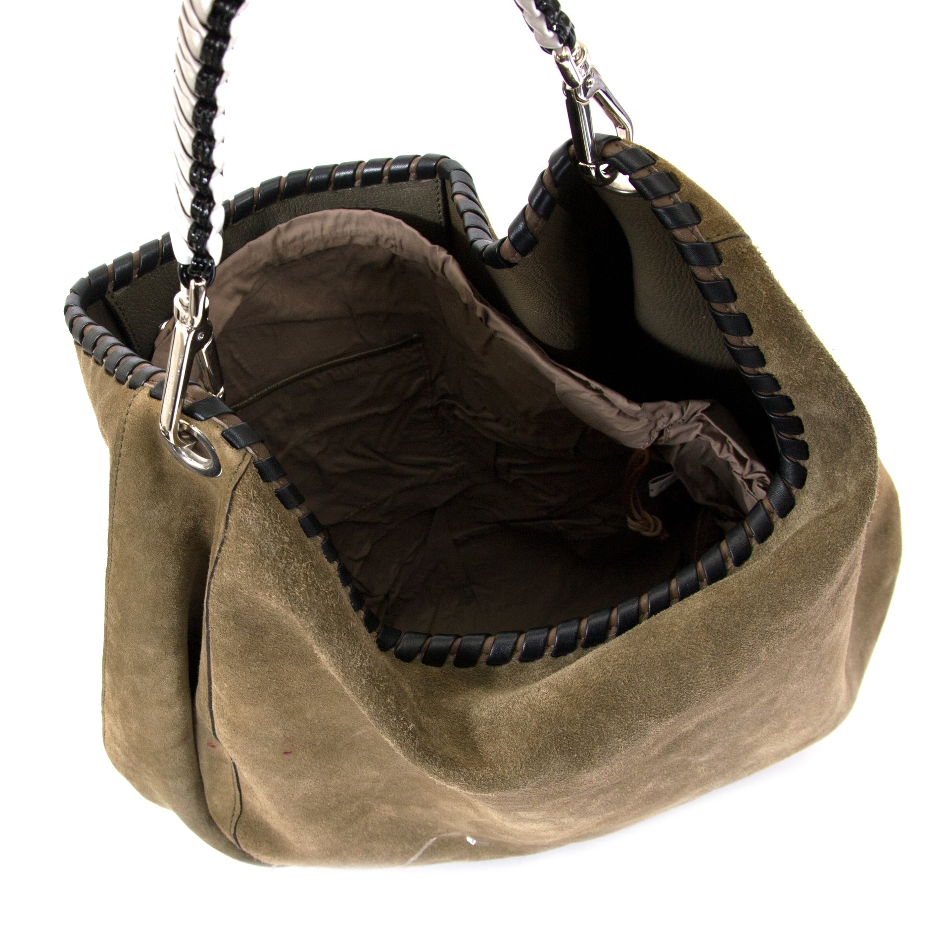 marni khaki suede shopping tote now for sale at labellov vintage fashion webshop belgium