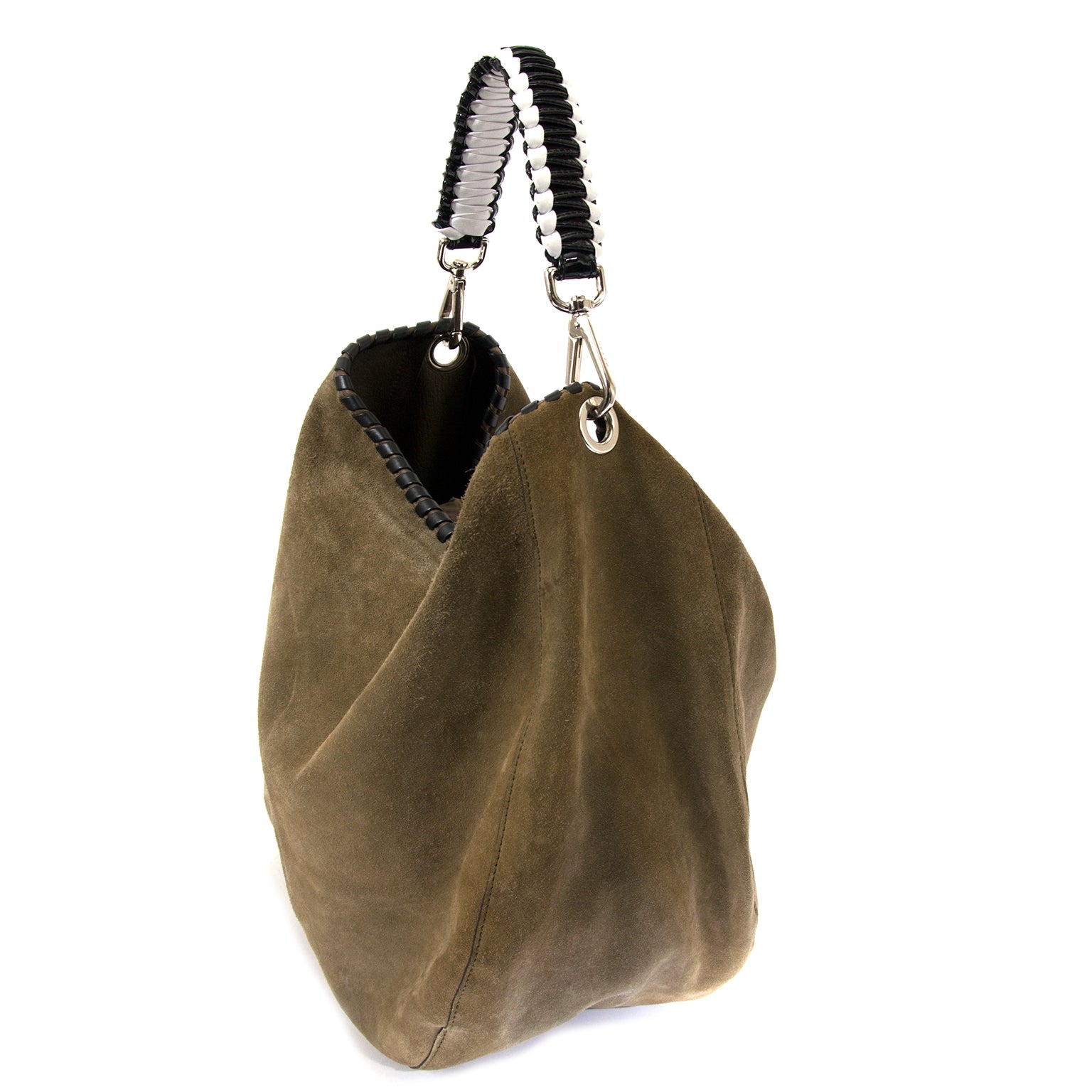 marni khaki suede shopping tote now for sale at labellov vintage fashion webshop belgium