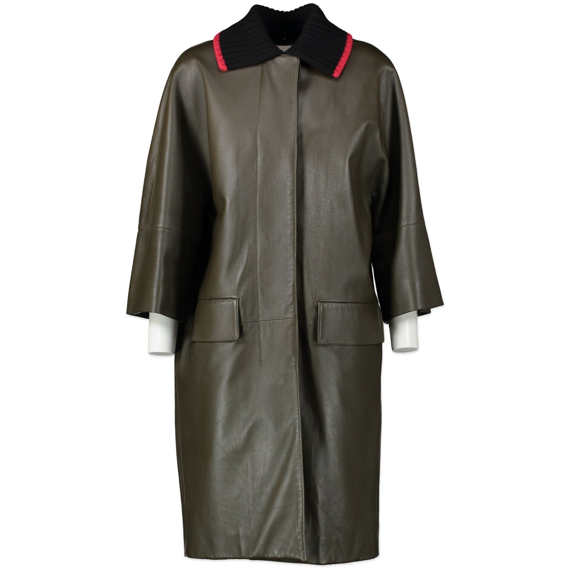 Marni Khaki Leather Coat