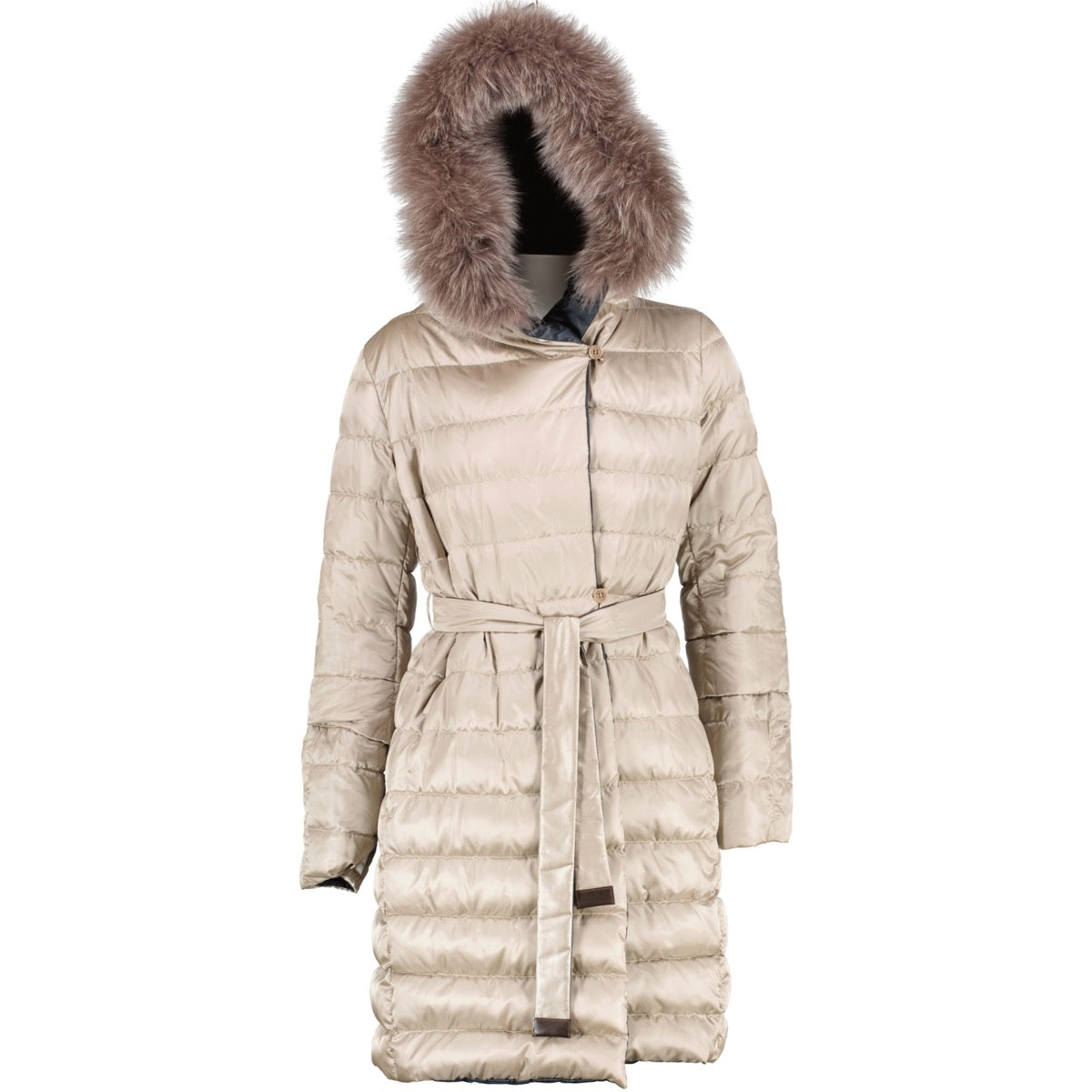 Shop safe online at Labellov in Antwerp this 100% authentic second hand Max Mara Silver/Blue Reversible Padded Coat - Size 34