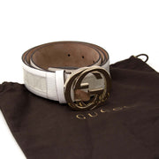 Witte Gucci riem met monogram patroon