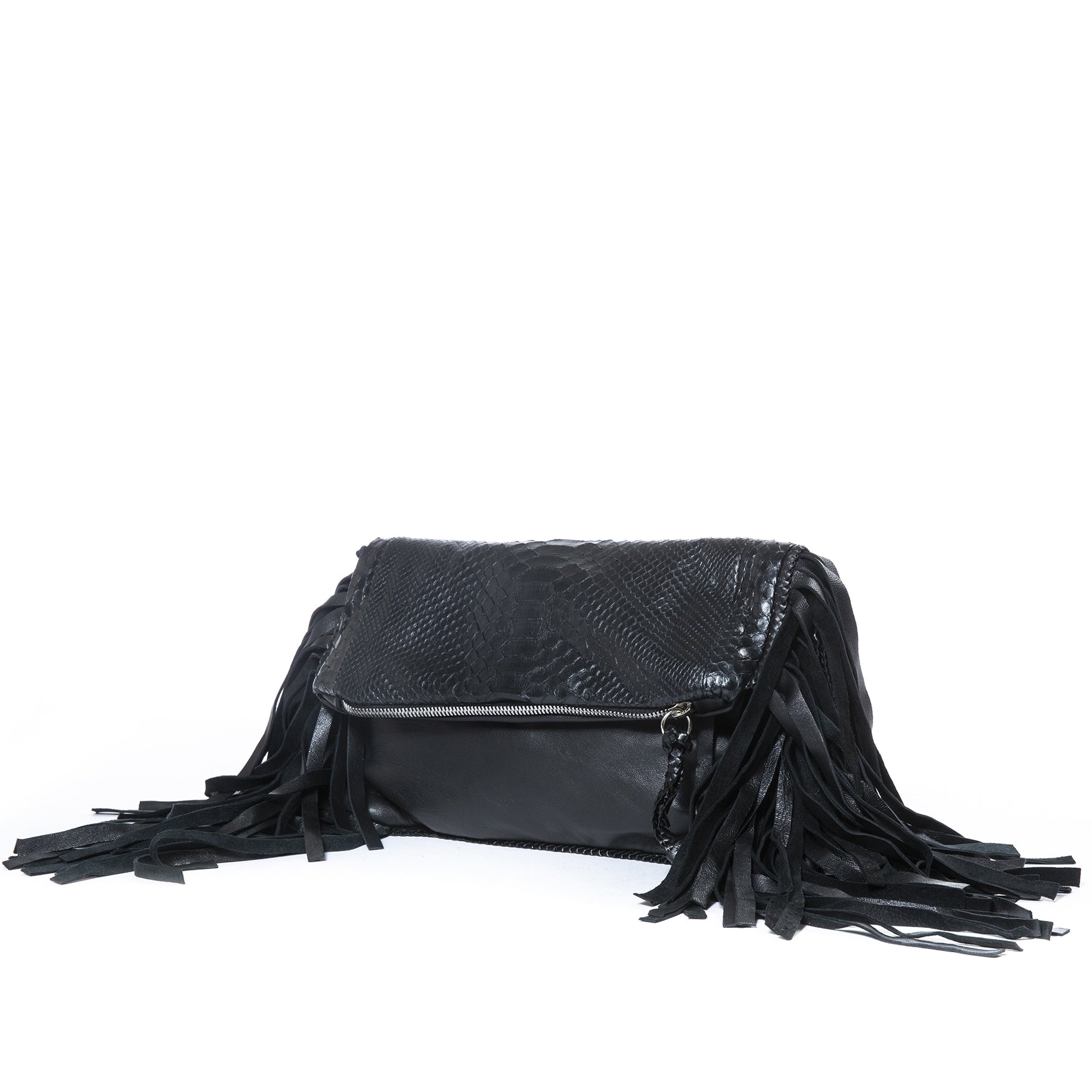 Pochette Mina Vatter noire à franges
