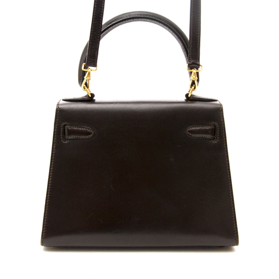 seconde main sac a main Very Rare Hermès Kelly Mini 20cm Dark Brown Boxcalf meilleur prix