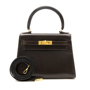 shop your luxury Very Rare Hermès Kelly Mini 20cm Dark Brown Boxcalf at the best price worldwide shipping