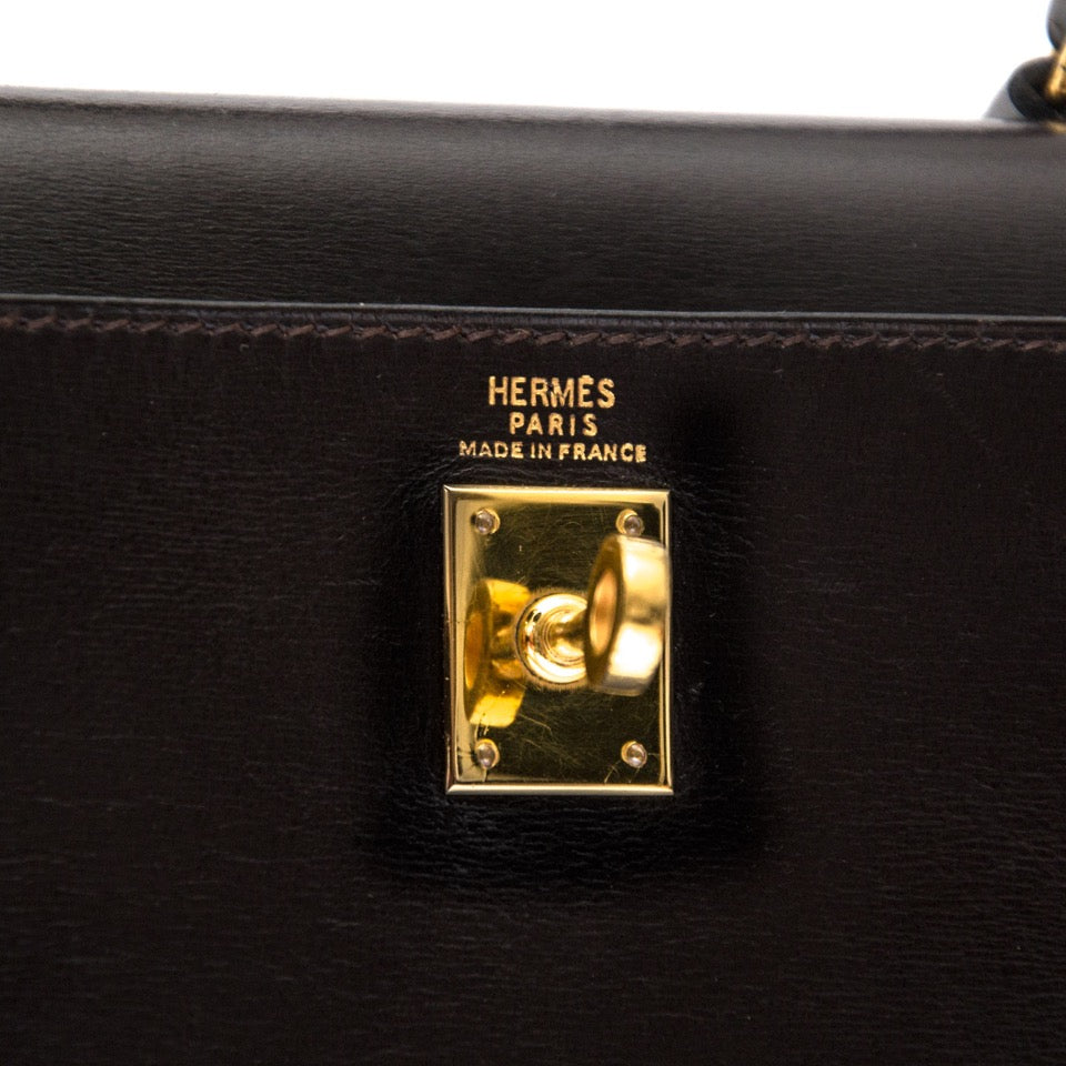 koop online aan de beste prijs tweedehands Very Rare Hermès Kelly Mini 20cm Dark Brown Boxcalf