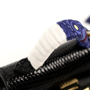 Hermès Micro Mini Kelly Twilly Charm Black Lizard Gold Hardware