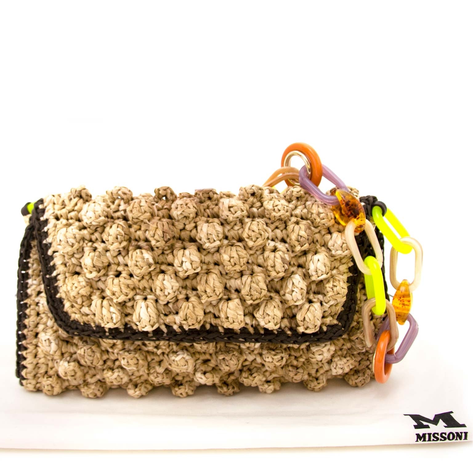 M Missoni Raffia and Acetate Bag