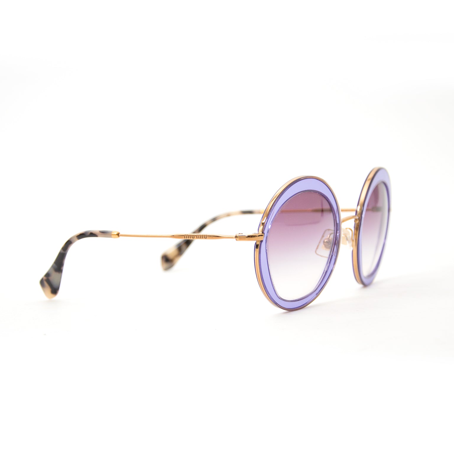 koop online aan de beste prijs Miu Miu Appliquéd Round Frame Sunglasses