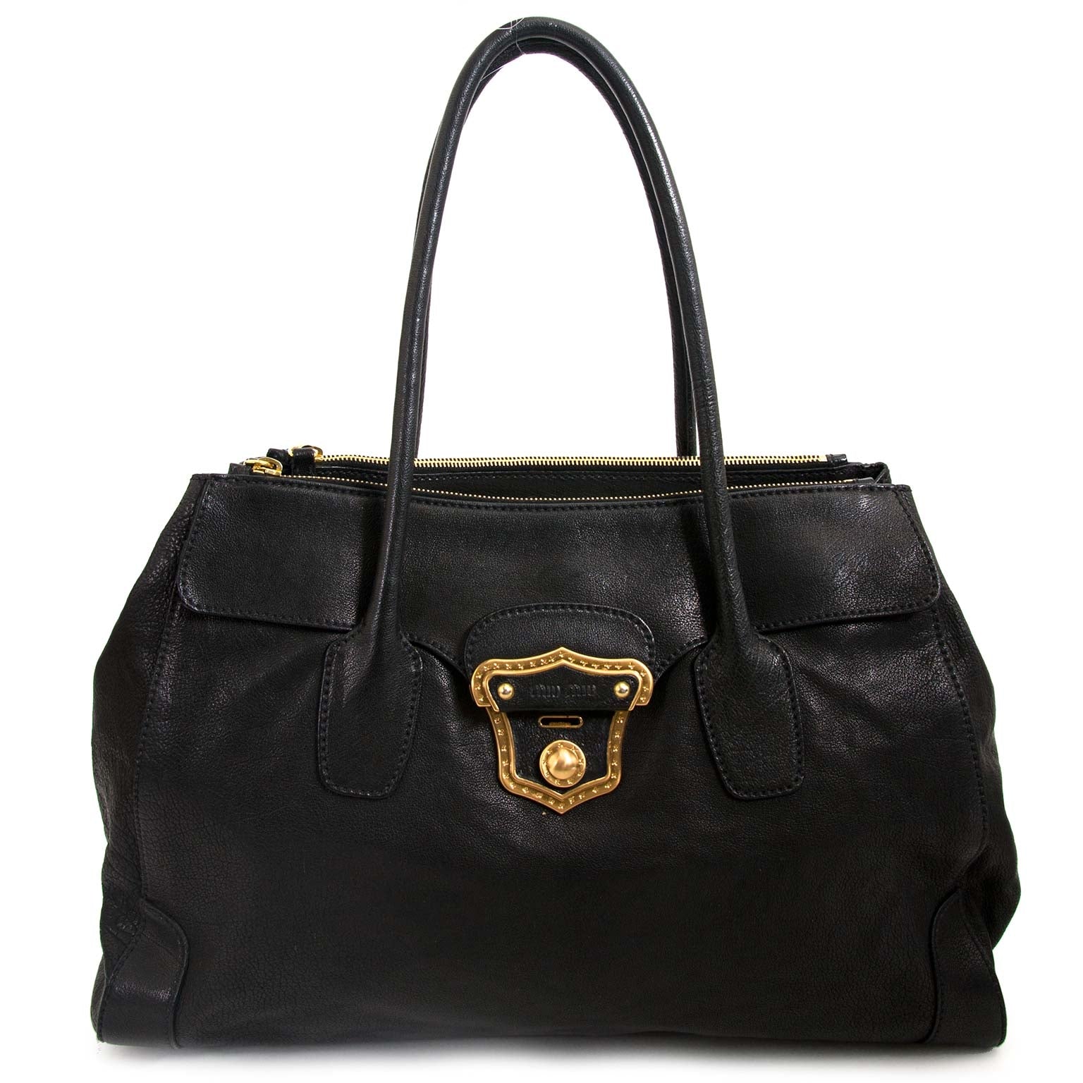 miu miu black leather shoulder bag now for sale at labellov vintage fashion webshop belgium