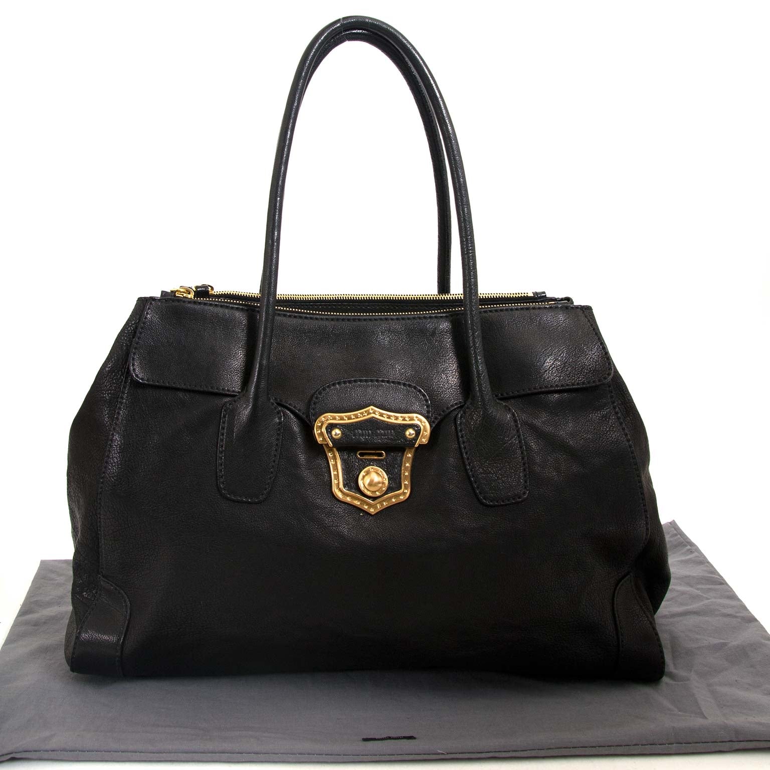 miu miu black leather shoulder bag now for sale at labellov vintage fashion webshop belgium
