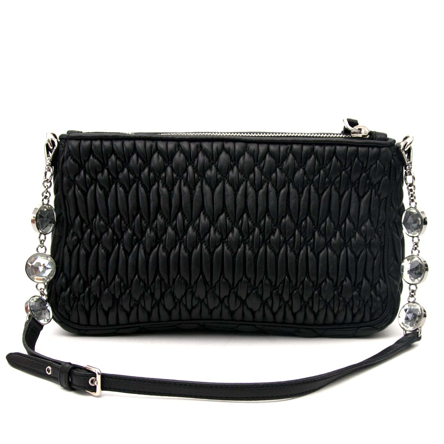 Miu Miu Black Matelassé Leather Shoulderbag shop safe online secondhand