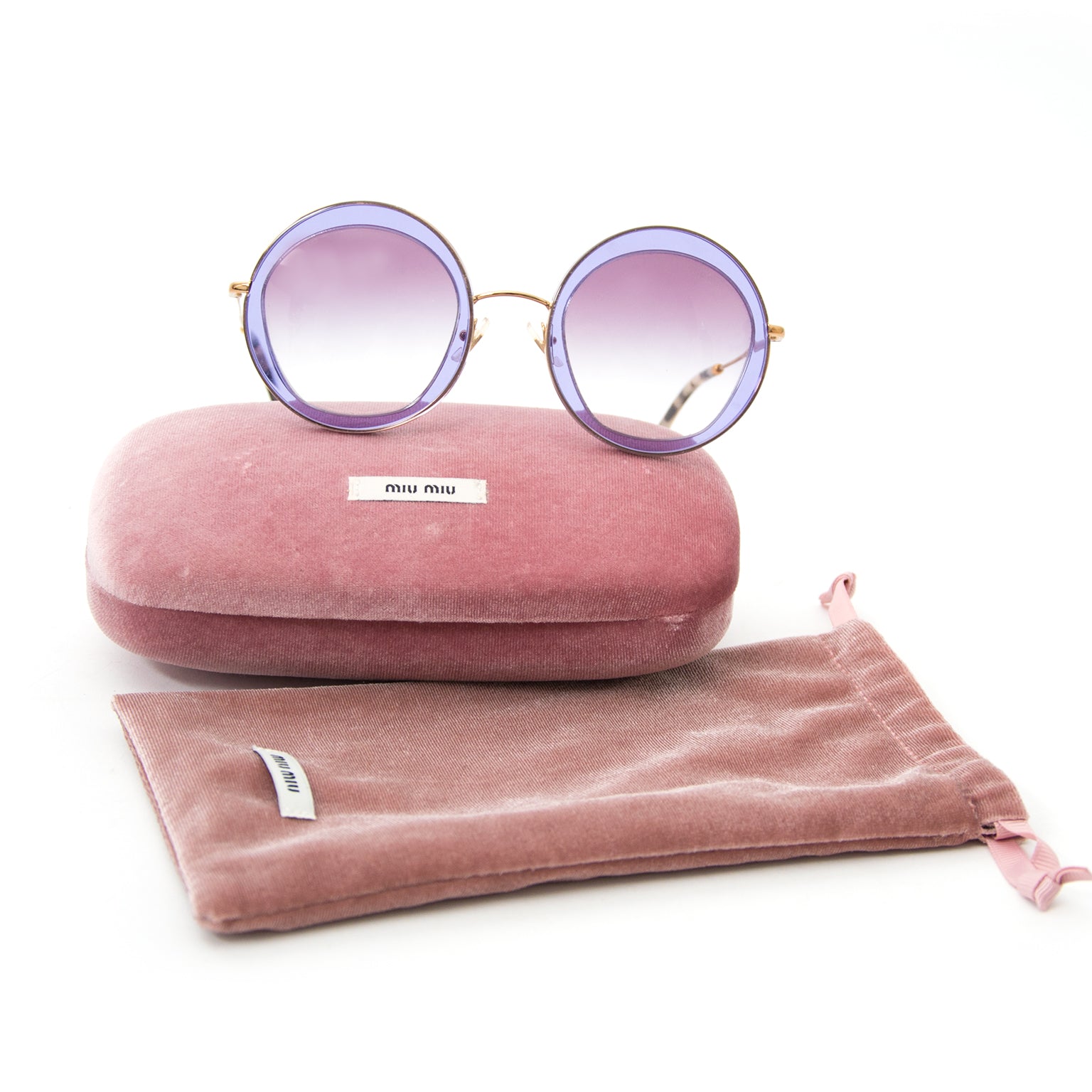 shop safe online secondhand Miu Miu Appliquéd Round Frame Sunglasses