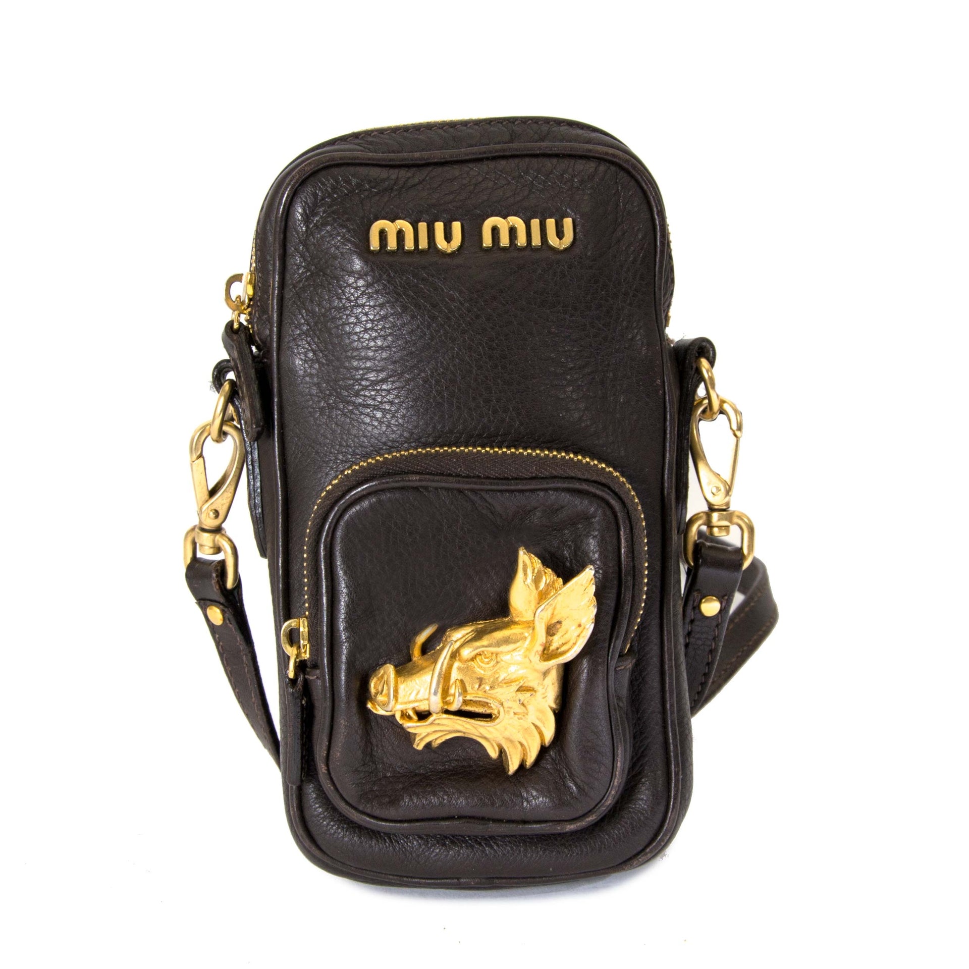 Miu Miu Dark Brown Mini Shoulder Bag now for sale at labellov vintage fashion webshop belgium